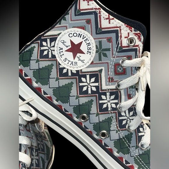 Converse Chuck Taylor 70  Holiday Sweater - Ash Stone Hightop Sneakers Junior 3 - Picture 2 of 6